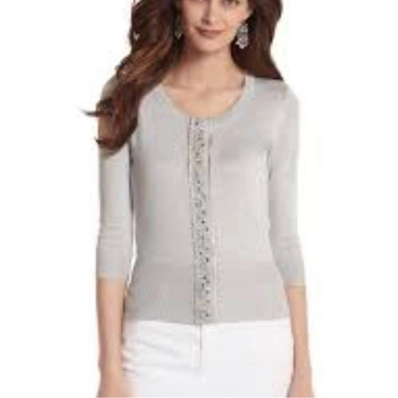 NWOT White House Black Market Silver Embellished Cardigan - Picture 9 of 9